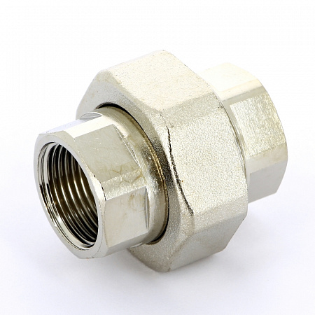 Американка ПРЯМАЯ резьбовая латунная UNI-FITT никель 3/4&quot; В, с прокладкой O-RING