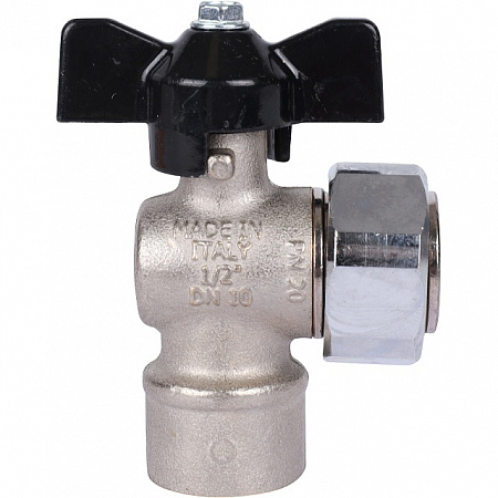 Кран шаровой угловой STOUT бабочка 1/2&quot;х3/4&quot; В, с накидной гайкой