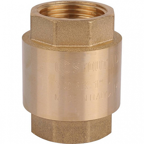 Обратный клапан пружинный, латунный STOUT (с пластиковым седлом) 1&amp;quot; ВВ