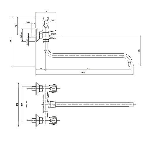 Смеситель для ванны OLIVE'S CATALONA 23241CT хром, латунь, уп. (8 шт)