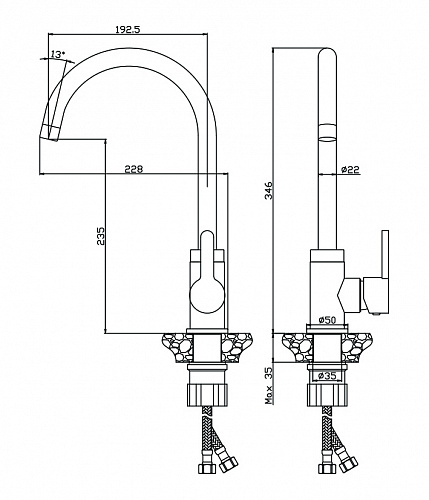 Смеситель для кухни OLIVE'S TORRES 17430TR хром, латунь, упак (10 шт)