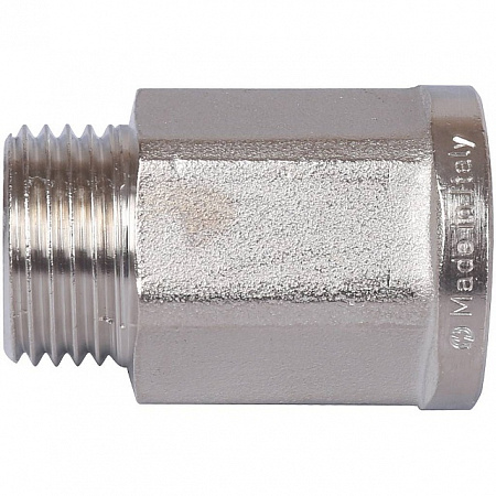 Удлинитель шестигранный резьбовой латунный STOUT никель 1/2&quot;x1/2&quot; ВН