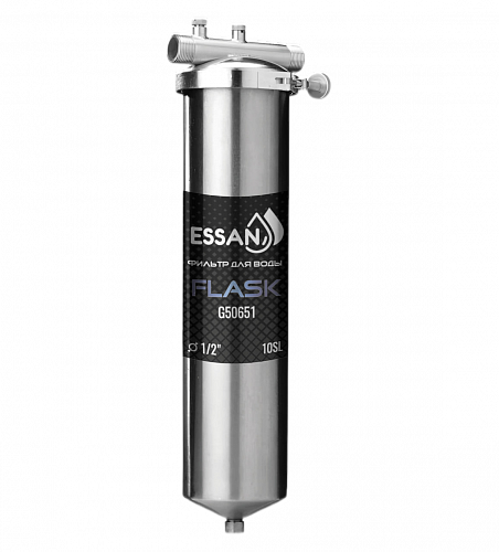 Корпус-колба фильтра из нержавейки ESSAN FLASK горячая и холод. вода 10SL,1/2&amp;quot; Н (аналог ТАЙФУН)(10)