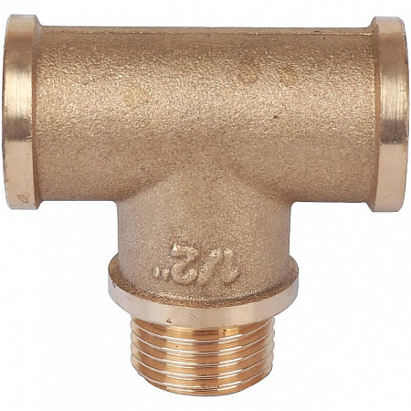 Тройник резьбовой латунный STOUT без покрытия 1/2&quot;x1/2&quot;x1/2&quot; ВНВ