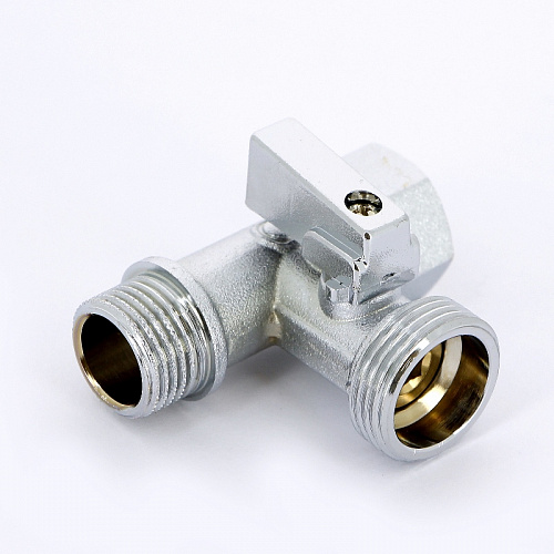 Кран шаровой потребительный угловой UNI-FITT флажок 1/2&amp;quot;x3/4&amp;quot;х1/2&amp;quot; НВН, проходной, для стирал машин