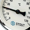 Термометр биметаллический погружной STOUT Ø63-1/2&amp;quot;, гильза 50 мм, резьба самоуплот, +120°C