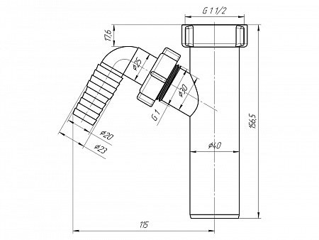 Отвод для стиральной машины АНИПЛАСТ M140 11/2х40