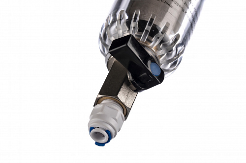 Фильтр промывной с манометром ГЕЙЗЕР БАСТИОН 112 Ø60 никель 1/2&amp;quot; АМ-АМ, 90 мкм, пластиковая колба