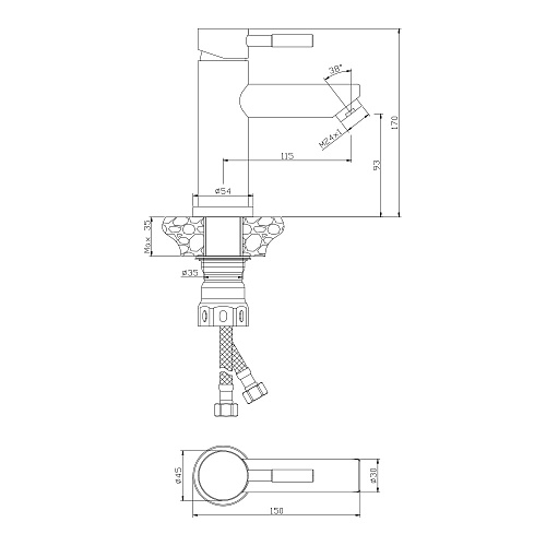 Смеситель для раковины нержавеющая сталь OLIVE'S BALEAR 13100BLB нержавеющая сталь, нержавеющая стал