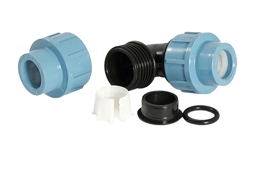 ПНД Уголок соединительный компрессионный UNIPUMP пластиковый Ø32х32-90°