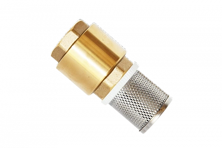 Обратный клапан пружинный, латунный UNIPUMP (с пластиковым седлом) 1&quot; В, с сеткой нерж