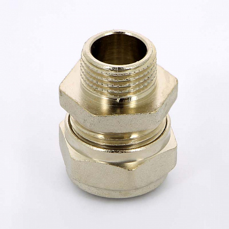 Муфта обжимная латунная UNI-FITT никель Ø20х1/2&quot; Н