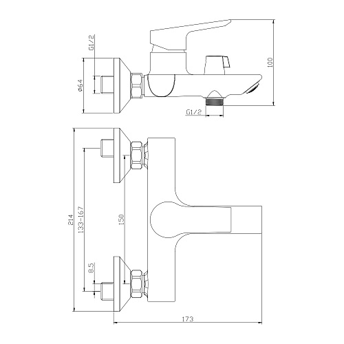 Смеситель для ванны OLIVE'S SEVILLA 20201SV хром, латунь, упак (8 шт.)