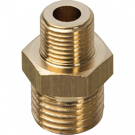 Ниппель переходной резьбовой латунный STOUT без покрытия 1/4&quot;x1/8&quot; Н