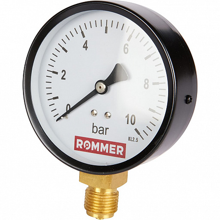 Манометр радиальный. Корпус Dn 100 мм 1/2 , 0...10 бар, кл.2.5 ROMMER