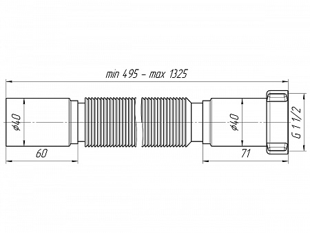 АНИПЛАСТ Гибкая труба 11/2&quot;х40 удлинённая