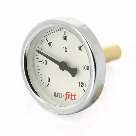 Термометр биметаллический погружной UNI-FITT Ø63-1/2&quot;, гильза 50 мм, +120°C