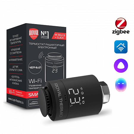 Термоголовка электронная для радиатора ROYAL THERMO SMART HEAT черный (НС-1402610)