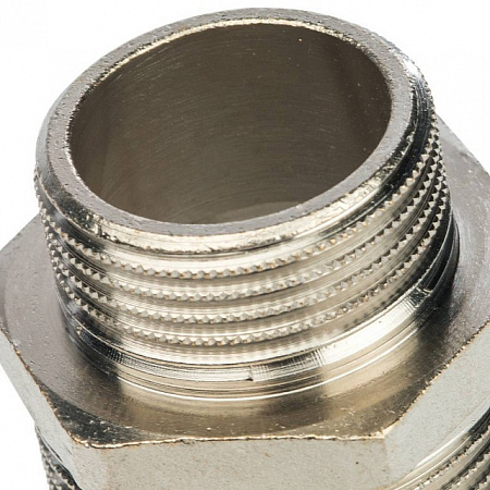 Ниппель переходной резьбовой латунный STOUT никель 11/4&quot;x1&quot; Н