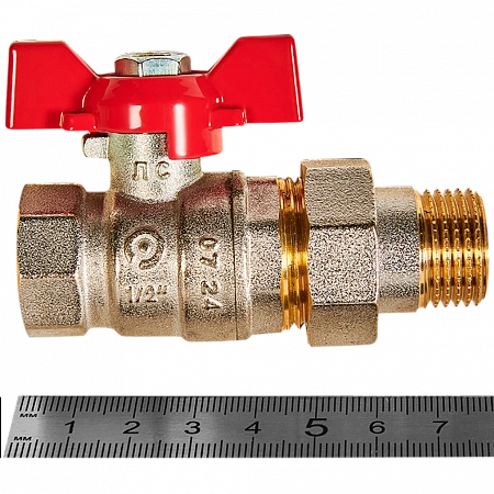 Кран шаровой с американкой ROMMER бабочка 1/2&quot; ВН неполнопроходной