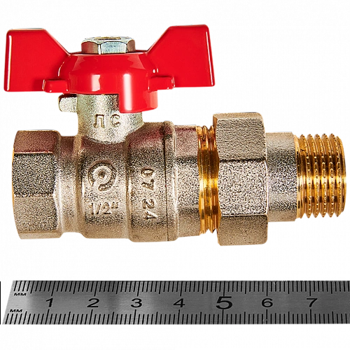 Кран шаровой с американкой ROMMER бабочка 1/2&amp;quot; ВН неполнопроходной