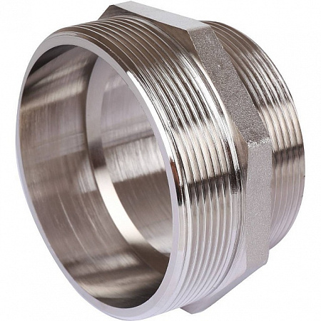 Ниппель переходной резьбовой латунный STOUT никель 3&quot;x2 1/2&quot; Н