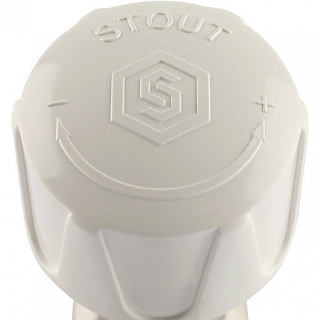 Клапан ручной терморегулирующий STOUT с неподъемным шпинделем, угловой 3/4&quot;