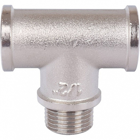 Тройник переходной резьбовой латунный STOUT никель 1/2&quot;x1/2&quot;x1/2&quot; ВНВ