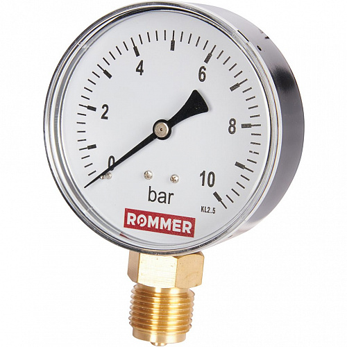 Манометр радиальный. Корпус Dn 80 мм 1/2 , 0...10 бар, кл.2.5 ROMMER