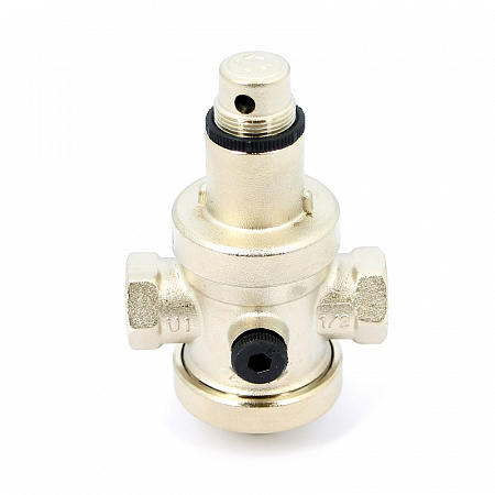 Редуктор давления UNI-FITT 1/2&quot; В 0,5-6 бар PN25 с отверстием под аксиальный манометр 1/4&quot; никел.