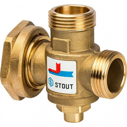 Клапан трехходовой термостатический смесительный STOUT 1&amp;quot; Н-11/2&amp;quot; В-1&amp;quot; Н (60°С)