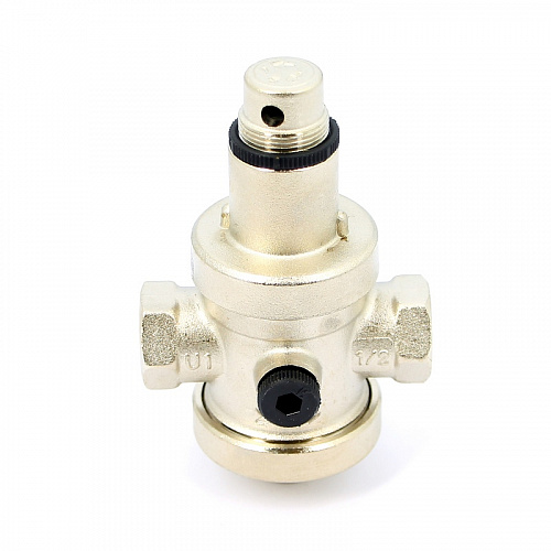 Редуктор давления UNI-FITT 1/2&amp;quot; В 0,5-6 бар PN25 с отверстием под аксиальный манометр 1/4&amp;quot; никел.