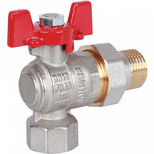 Кран шаровой с американкой угловой ROMMER бабочка 1/2&amp;quot; ВН