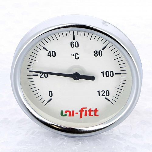 Термометр биметаллический погружной UNI-FITT Ø80-1/2&amp;quot;, гильза 50 мм, +120°C