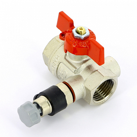 UNI-FITT Кран шаровой ВВ 1/2&quot; с дренажным вентилем (заглушка 1/4&quot;), бабочка