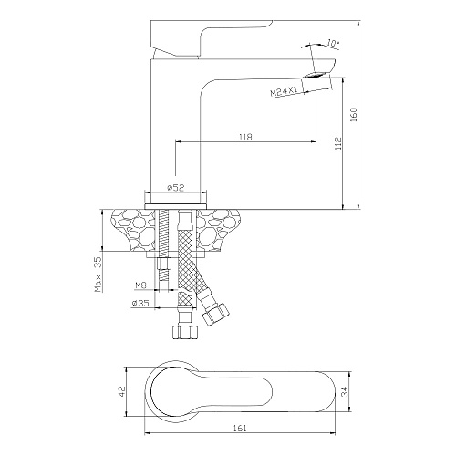Смеситель для раковины OLIVE'S TOLEDO 18100TD хром, латунь, упак (10 шт)