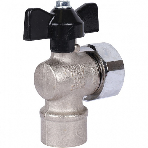 Кран шаровой угловой STOUT бабочка 1/2&amp;quot;х3/4&amp;quot; В, с накидной гайкой