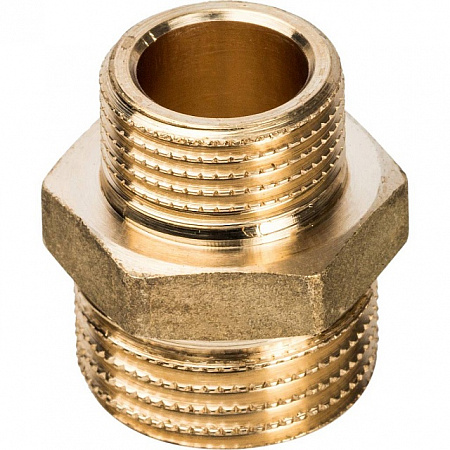 Ниппель переходной резьбовой латунный STOUT без покрытия 1/2&quot;x3/8&quot; Н