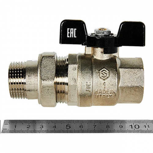 Кран шаровой полнопроходной с американкой, ВР/НР, ручка бабочка 1 STOUT