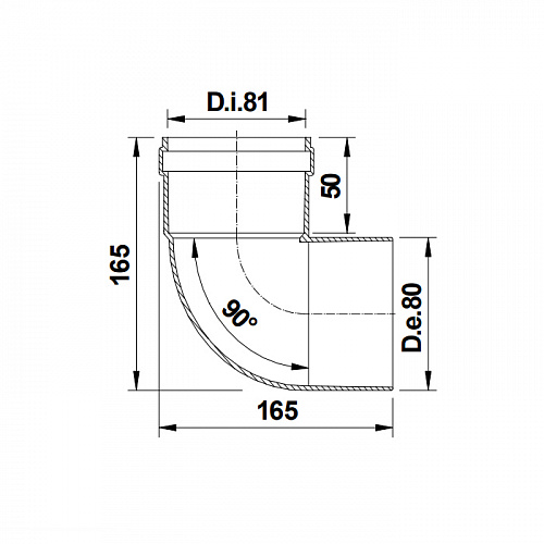 Угол коаксиальный TERMICA TAU890 Ø80 90˚ п/м