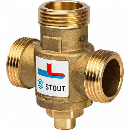 Клапан трехходовой термостатический смесительный STOUT 1&quot; Н-11/2&quot; В-1&quot; Н (60°С)
