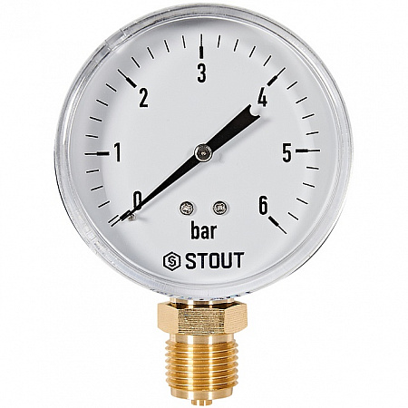 Манометр радиальный STOUT  Корпус Dn 80 мм 1/2 , 0...6 бар, кл.2.5