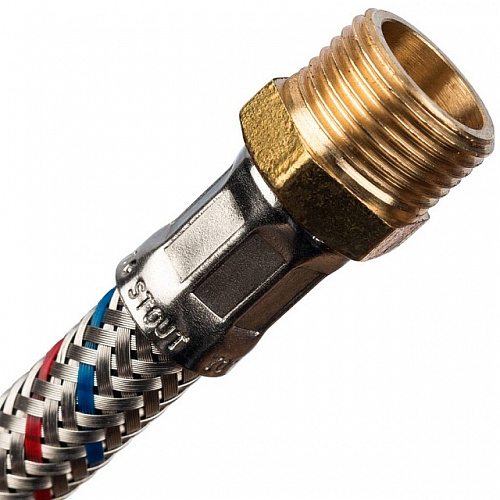 Гибкая подводка для воды STOUT нерж.сталь 1/2&amp;quot;х3/8&amp;quot;-60 см гайка-штуцер