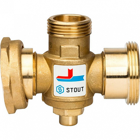 Клапан трехходовой термостатический смесительный STOUT 11/2&quot; Н-11/2&quot; В-1&quot; В (70°С)