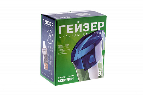 Фильтр-кувшин ГЕЙЗЕР АКВИЛОН 3,0 л, синий/зел./красный/сиреневый/оранж, модуль 501