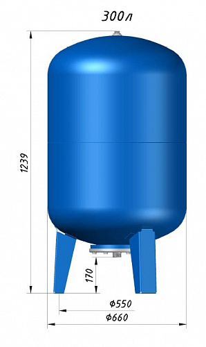 Гидроаккумулятор для воды VODOS WTR 300 VERT вертикальный 300 л, 11/4&amp;quot; Н, синий