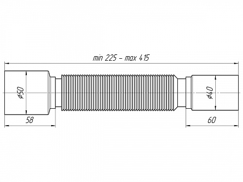 Гофра для сифона гибкая пластиковая укороченная АНИПЛАСТ 375х40/50х11/2&amp;quot; (01536)