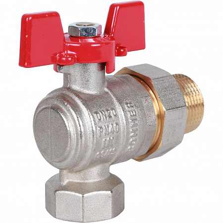 Кран шаровой с американкой угловой ROMMER бабочка 3/4&quot; ВН