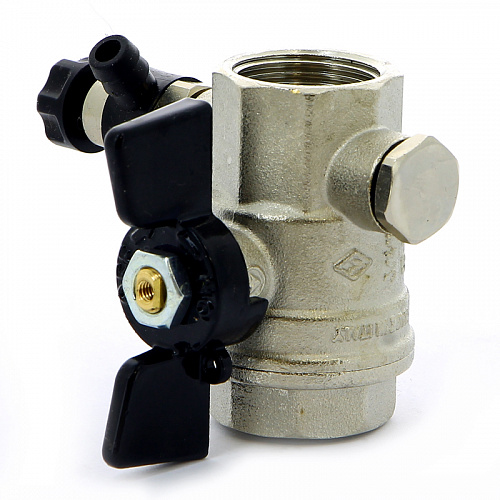 Кран шаровой BUGATTI OREGON 332 бабочка 3/4&amp;quot; ВВ, с дренажем и воздухоотводчиком