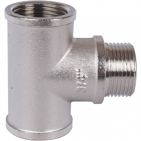 Тройник переходной резьбовой латунный STOUT никель 3/4&quot;x3/4&quot;x3/4&quot; ВНВ